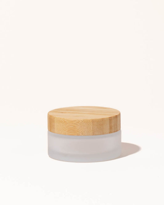 100 mL frosted glass and bamboo jars – product view 1