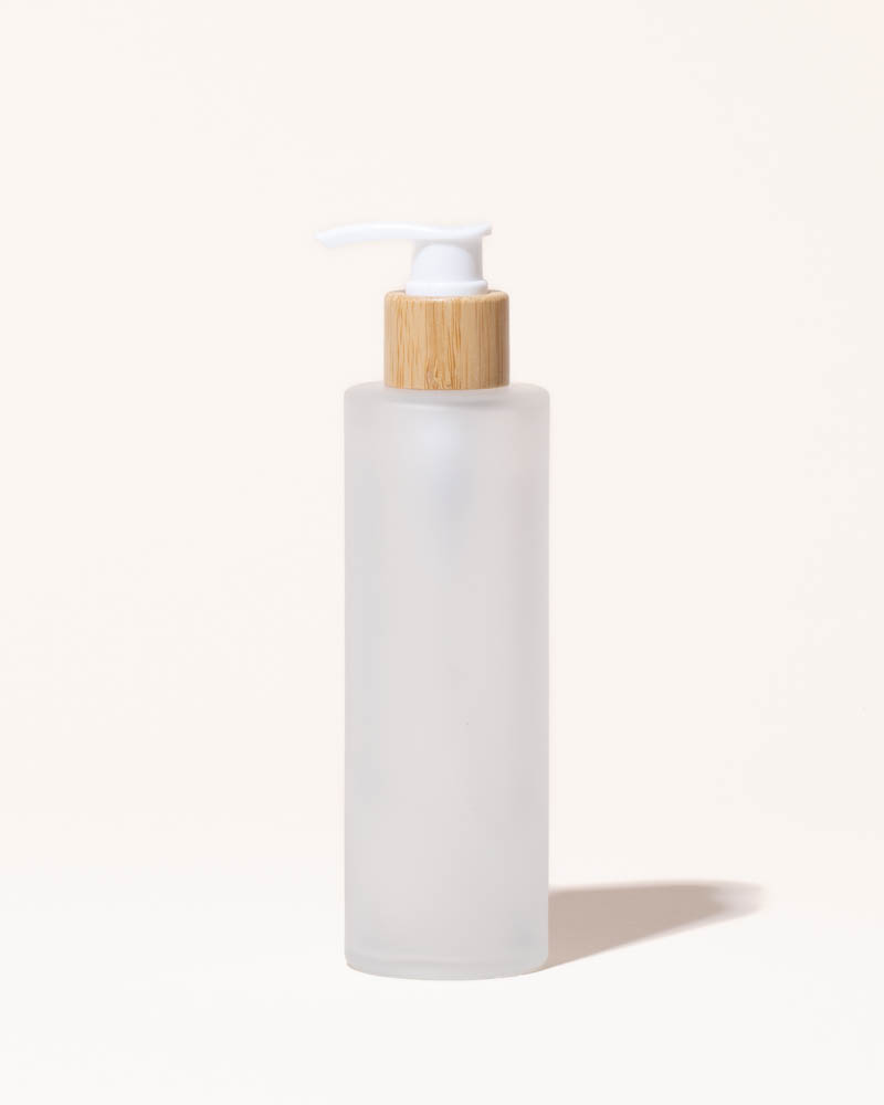200 mL Frosted Glass & Bamboo Lotion Bottles – product view 1