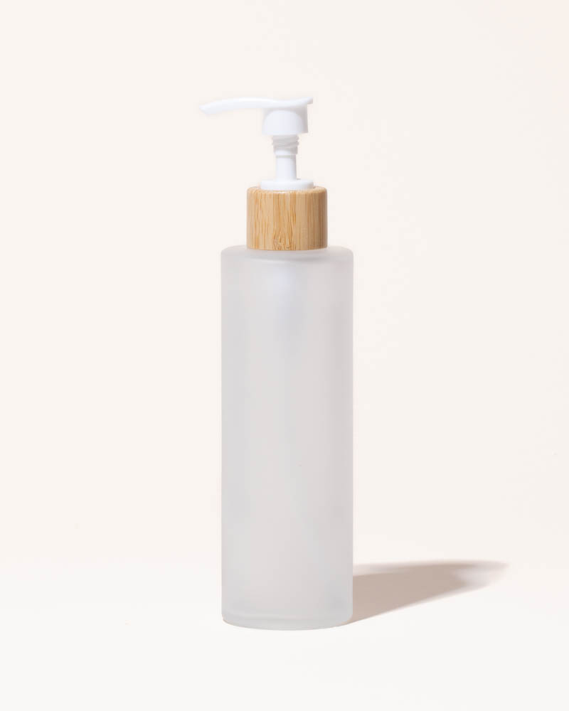 200 mL Frosted Glass & Bamboo Lotion Bottles – product view 2