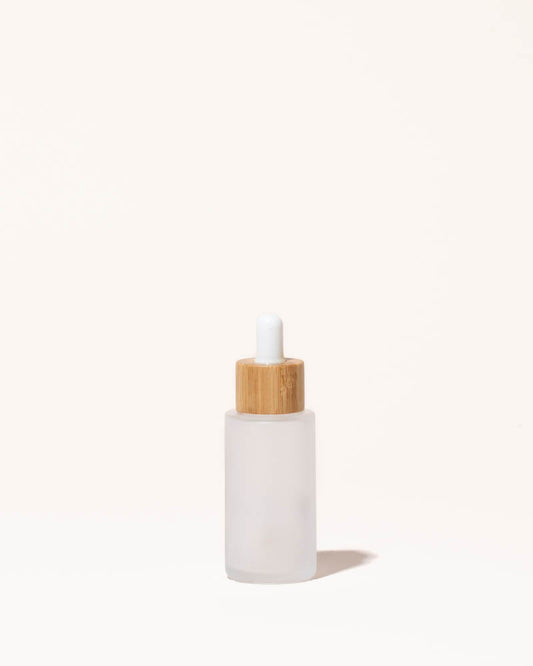 40 mL frosted glass and bamboo dropper bottle – product view 1