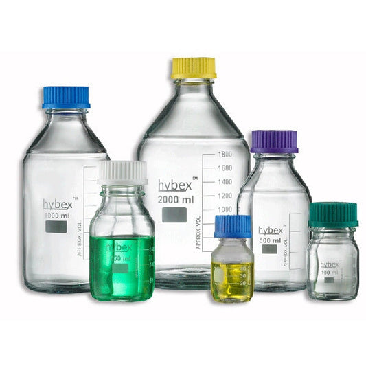 hybex Borosilicate Media Storage Bottles — 100 mL, 10 Pack