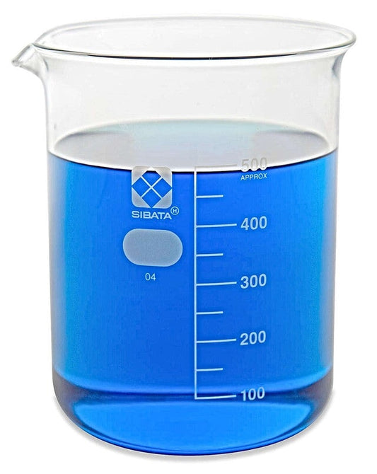 SIBATA Borosilicate Glass Beakers — 500 mL, 10 Pack