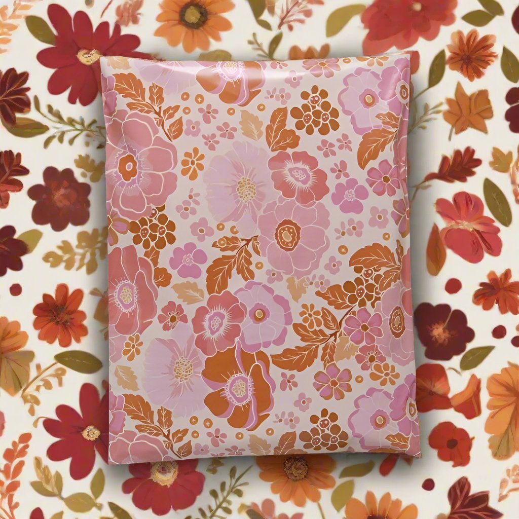 Fall floral 10 by 13 inch poly mailers