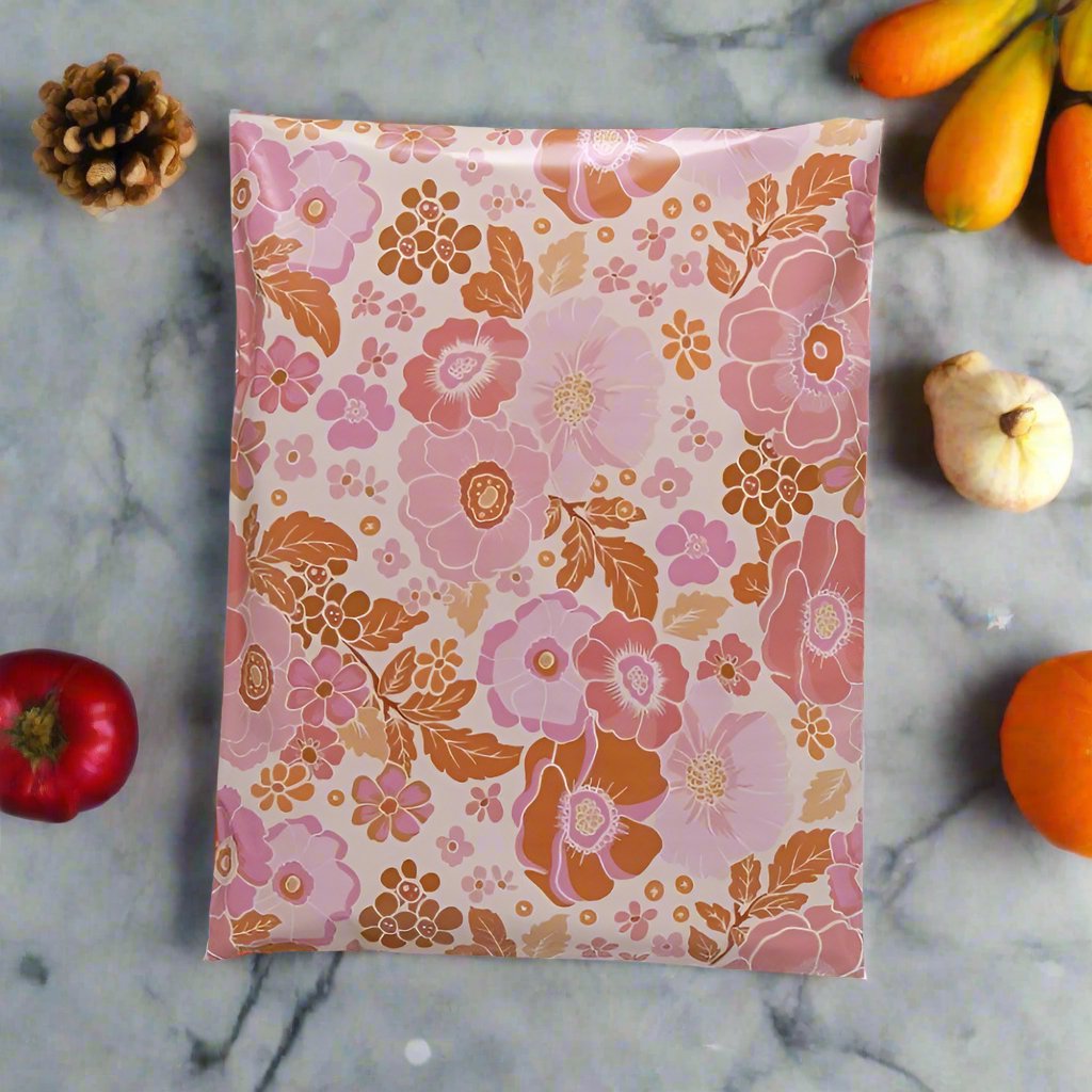 Fall floral 10 by 13 inch poly mailers