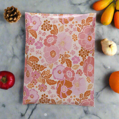 Fall floral 10 by 13 inch poly mailers