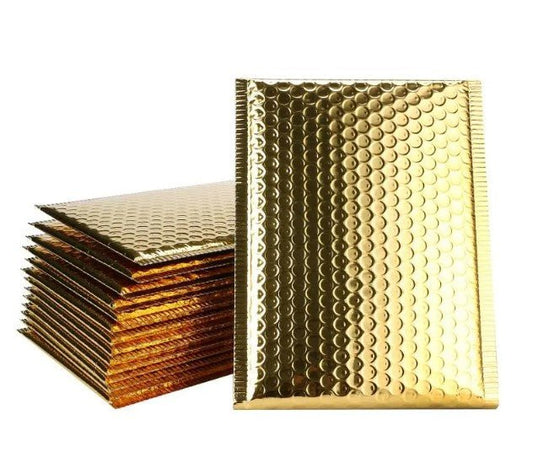 Gold metallic 6.5 by 10 inch bubble mailers