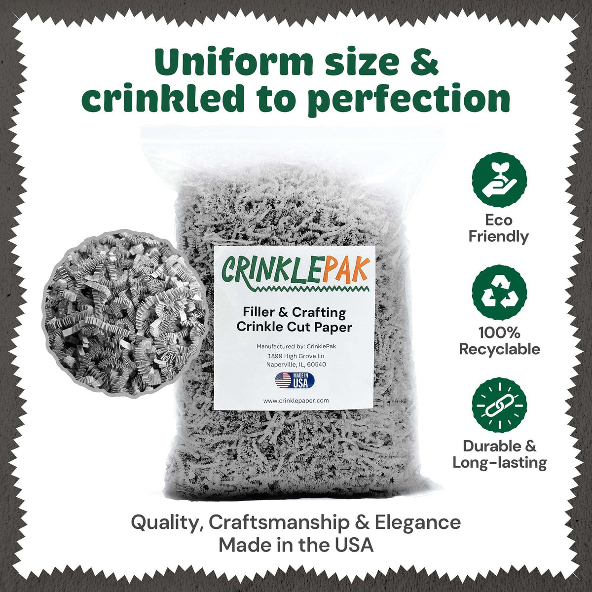 Gray crinkle paper filler detail
