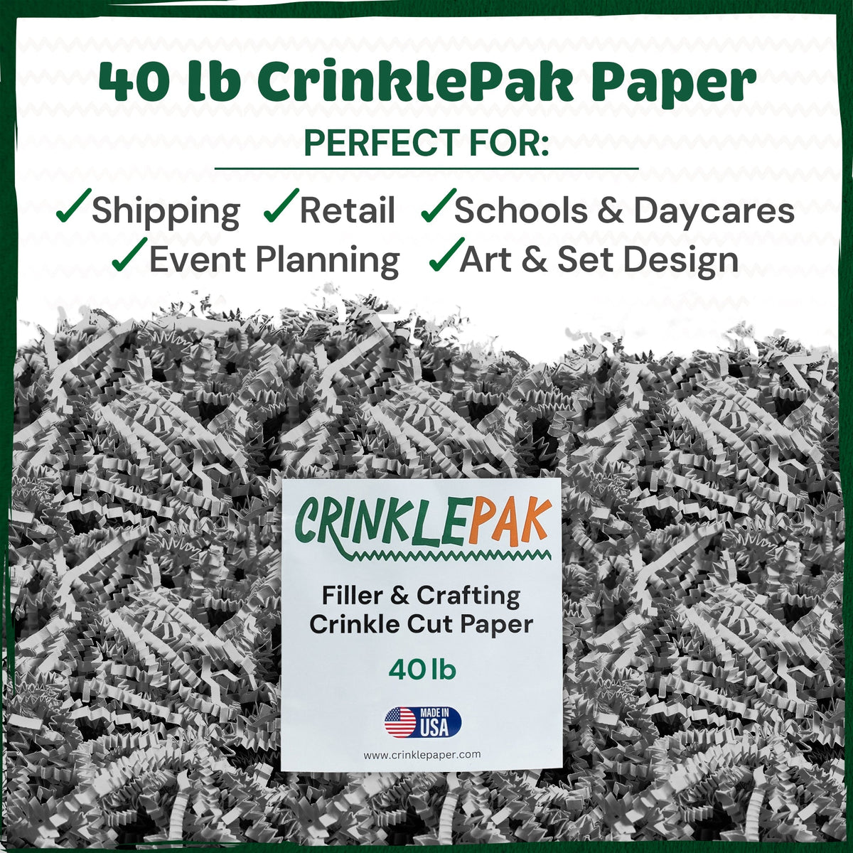 Gray crinkle paper packaging presentation