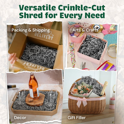 Gray crinkle paper packaging reference