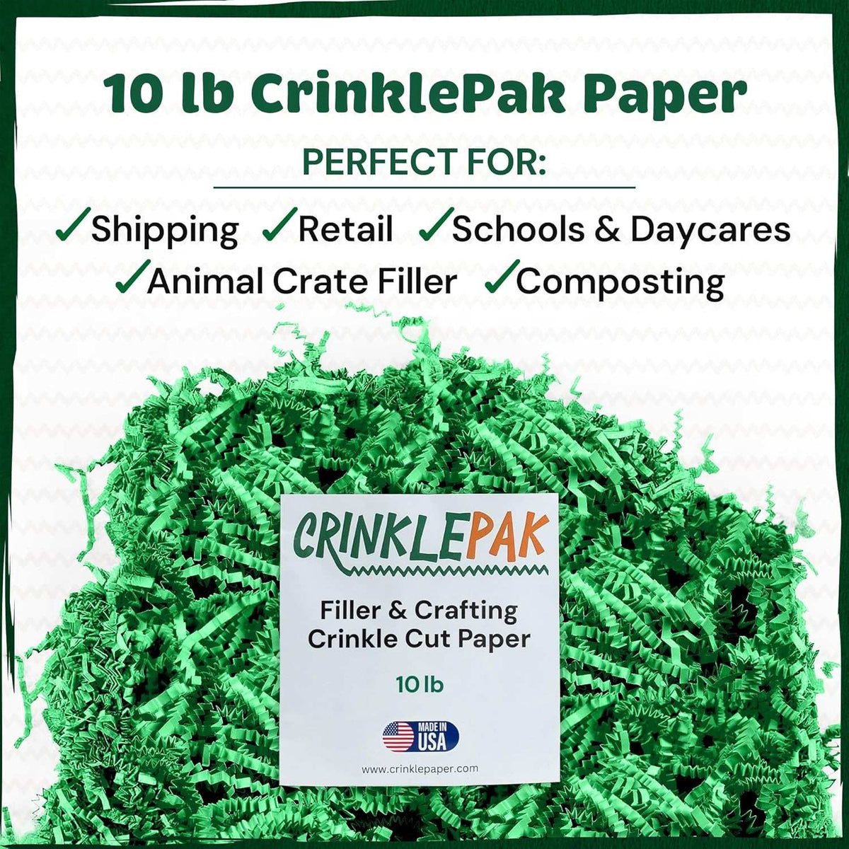 Green crinkle paper filler detail