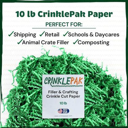 Green crinkle paper filler detail