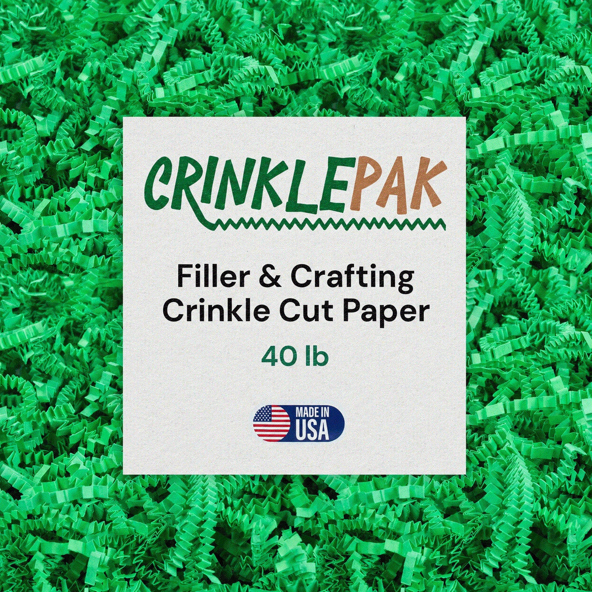 Green crinkle paper, 40 lb
