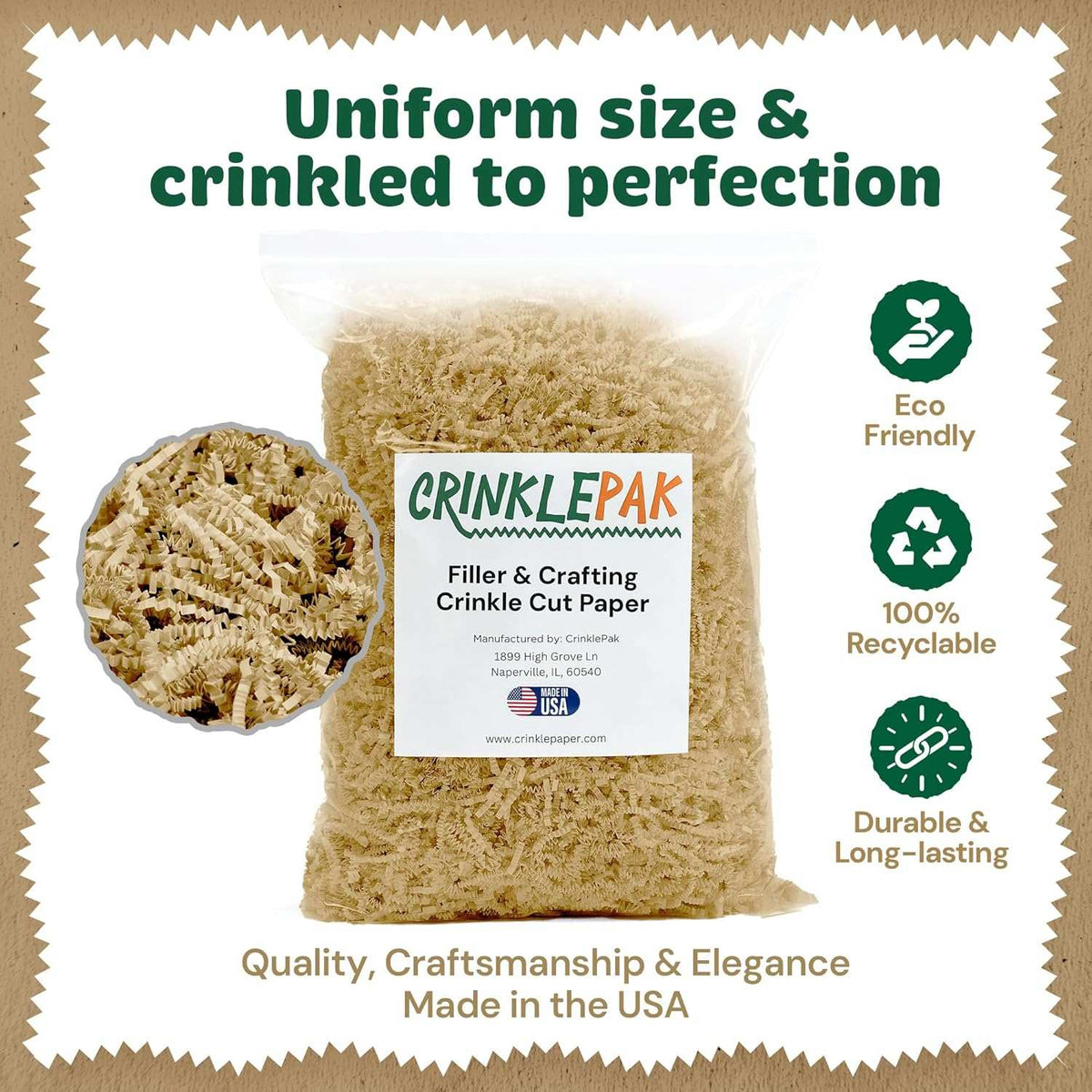 Ivory crinkle paper filler detail