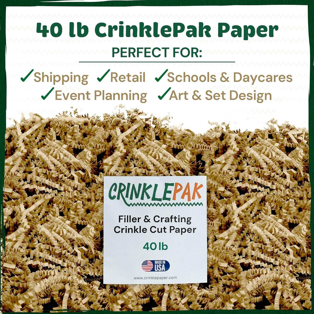 Ivory crinkle paper filler detail