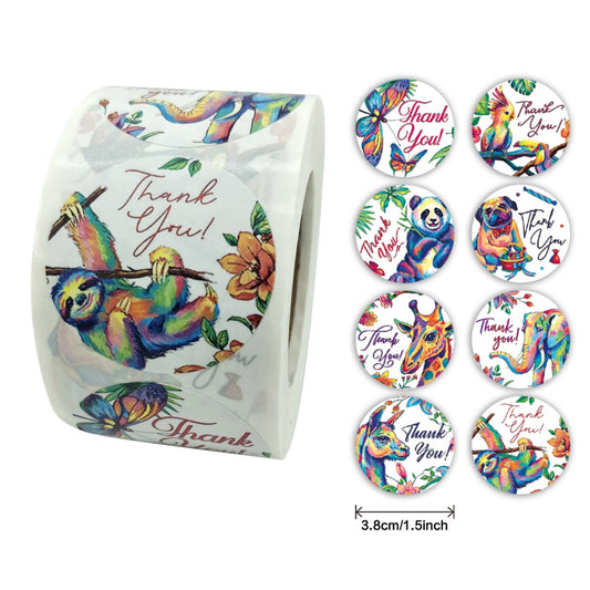 Jungle animal 1.5-inch thank-you stickers