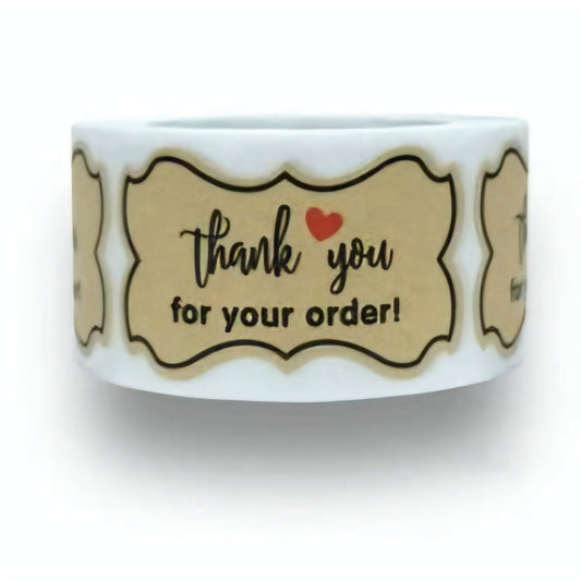 Kraft brown rectangular 1.5 by 2 inch thank-you stickers