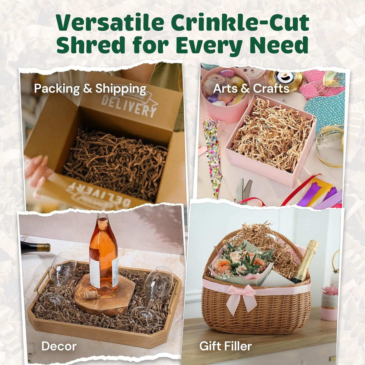 Kraft crinkle paper filler detail