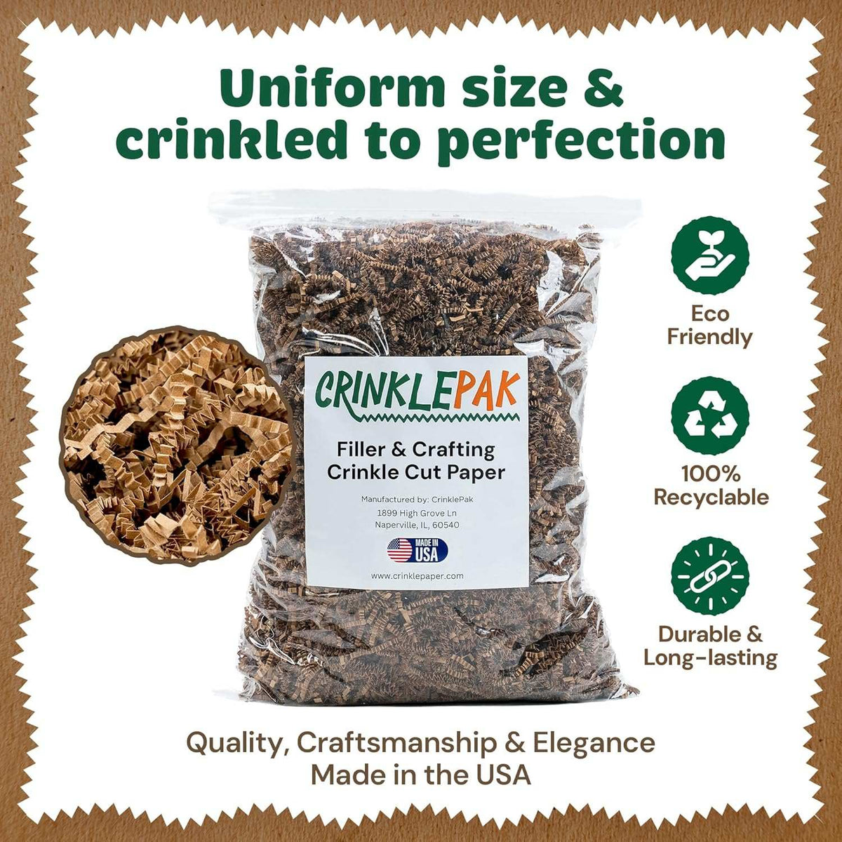 Kraft crinkle paper presentation example