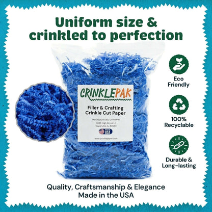 Light blue crinkle paper packaging presentation