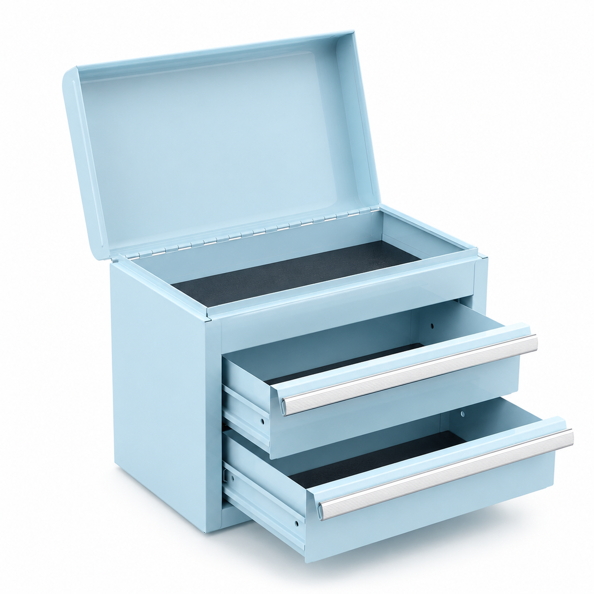 Mini metal toolbox with two drawers