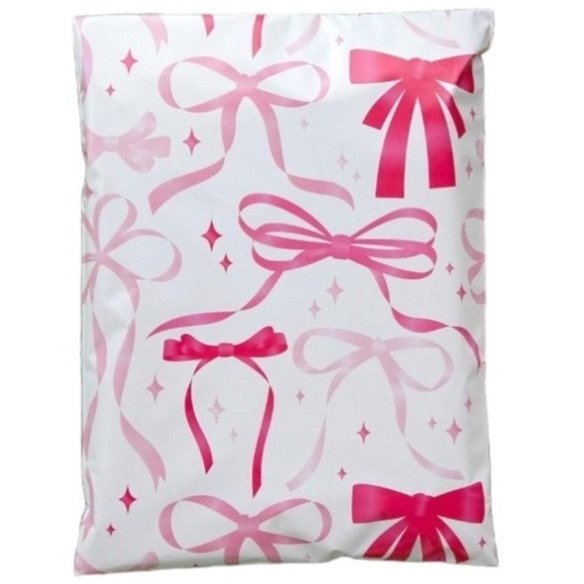 Pink bow 10 by 13 inch poly mailers