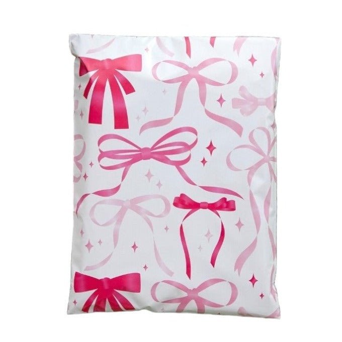 Pink bow 10 by 13 inch poly mailers