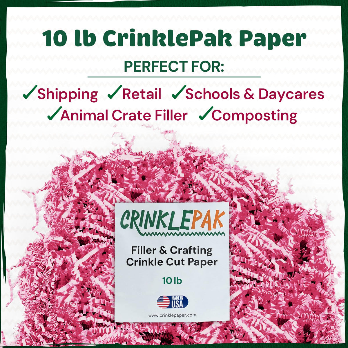 Pink crinkle paper packaging presentation