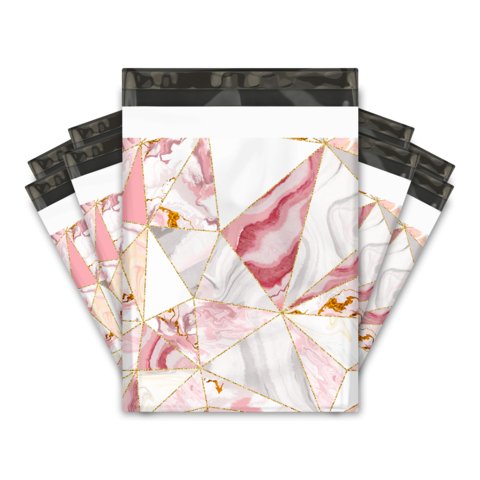 Pink marble 10 by 13 inch poly mailers