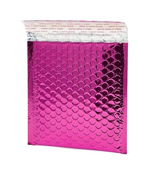 Pink metallic 5 by 7 inch bubble mailers