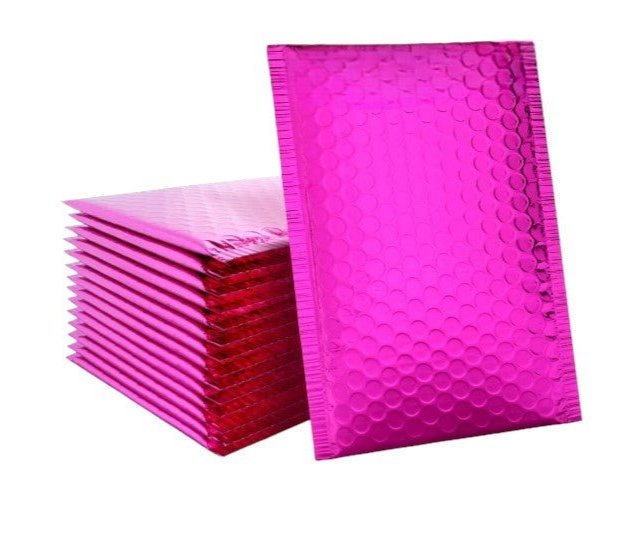 Pink metallic 5 by 7 inch bubble mailers