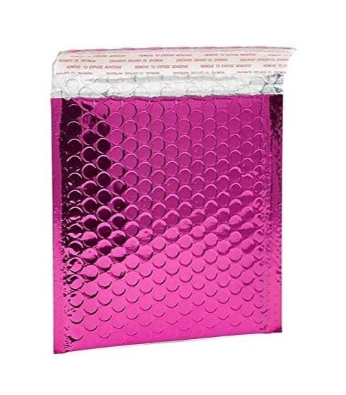 Pink metallic 5 by 7 inch bubble mailers