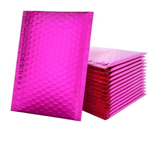 Pink metallic 5 by 7 inch bubble mailers