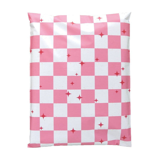 Pink plaid 7.5 by 10.5 inch poly mailers