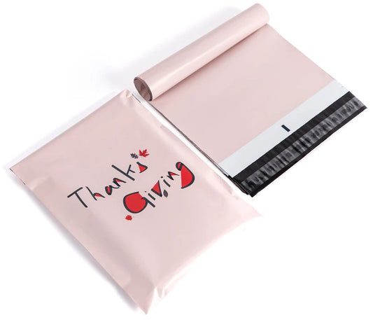 Pink Thanksgiving 10 by 13 inch poly mailers