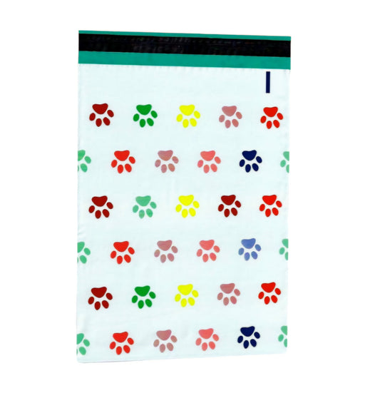 Puppy paw print 10 by 13 inch poly mailers