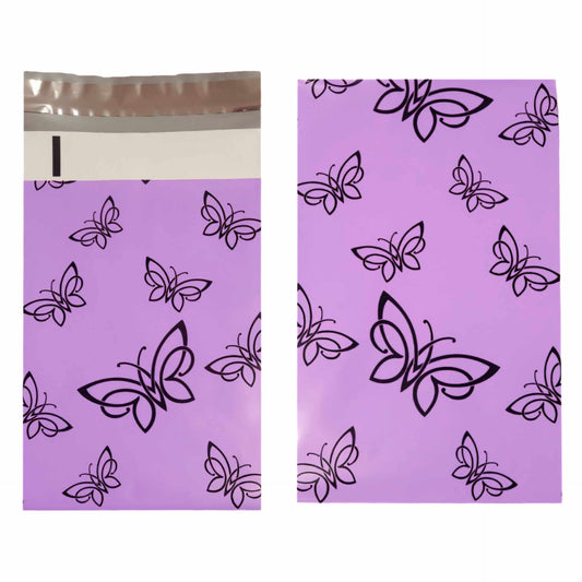 Purple butterfly 6 by 9 inch poly mailers