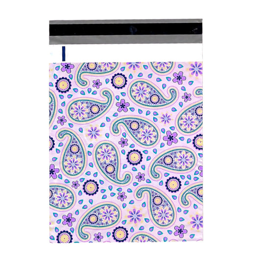 Purple paisley 10 by 13 inch poly mailers