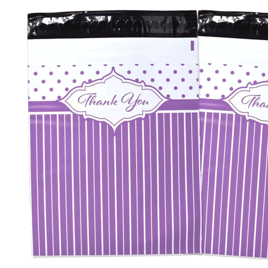 Purple 10 by 13 inch thank-you poly mailers