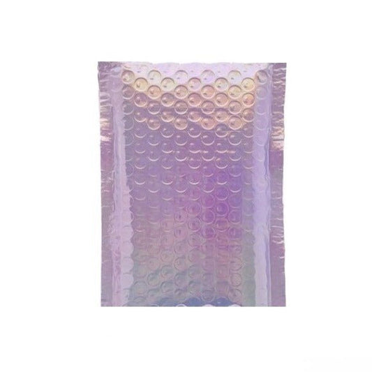 Purple-tint silver holographic 6.5 by 10 inch bubble mailers