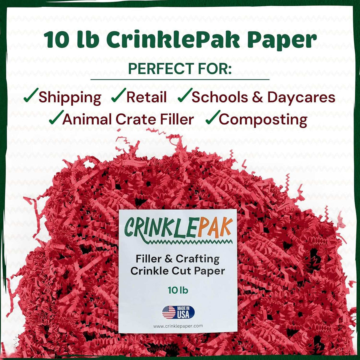 Red crinkle paper filler detail