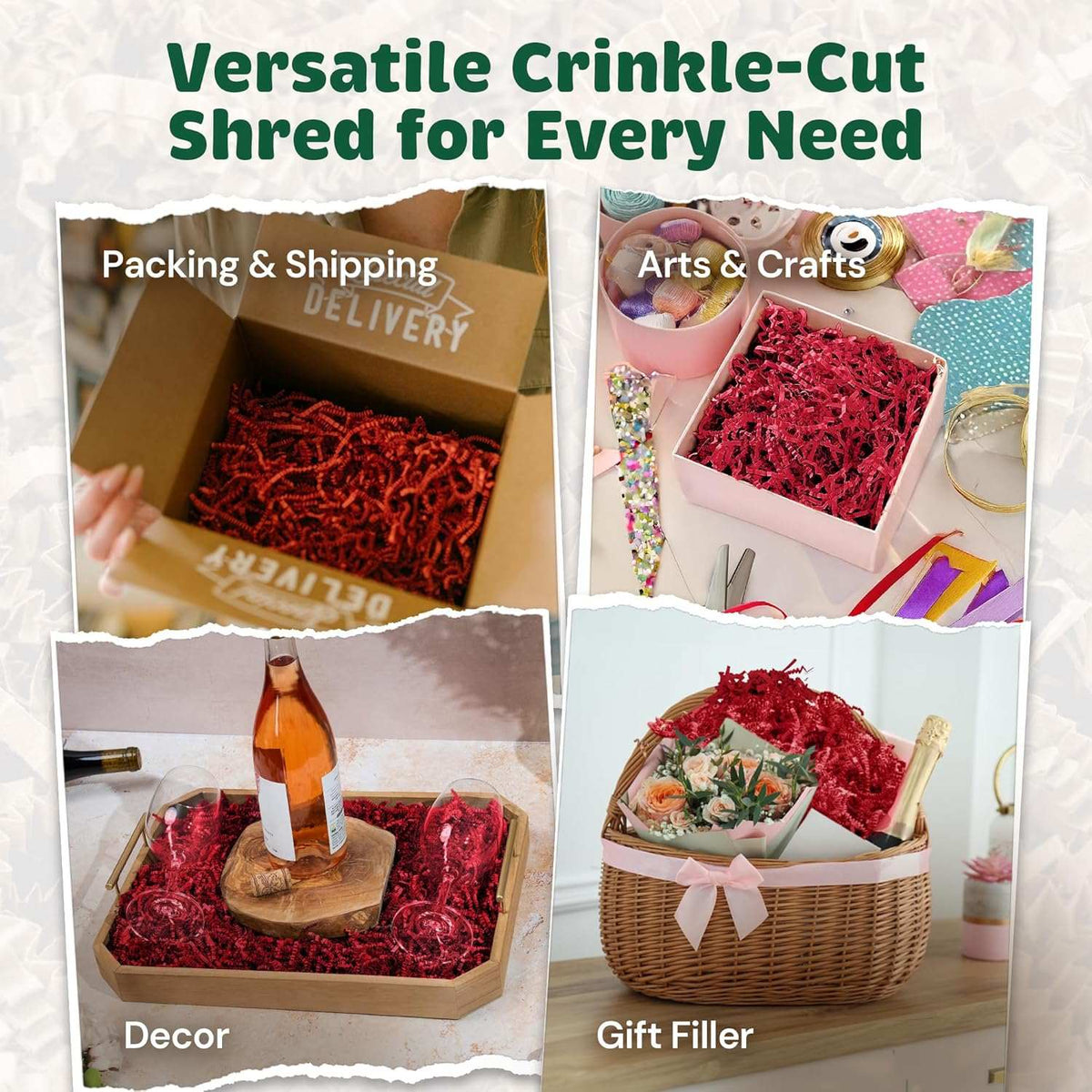 Red crinkle paper presentation example