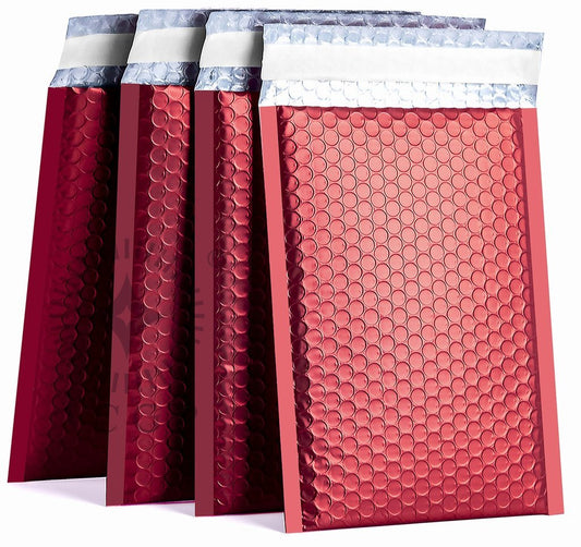 Red gloss 8.5 by 12 inch bubble mailers
