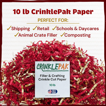 Red and gold metallic crinkle paper filler