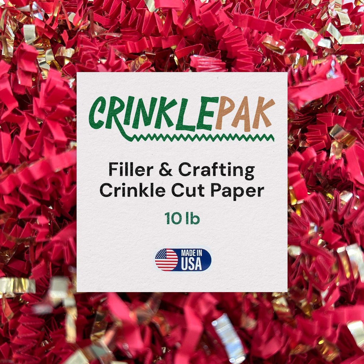 Red and gold metallic crinkle paper, 10 lb