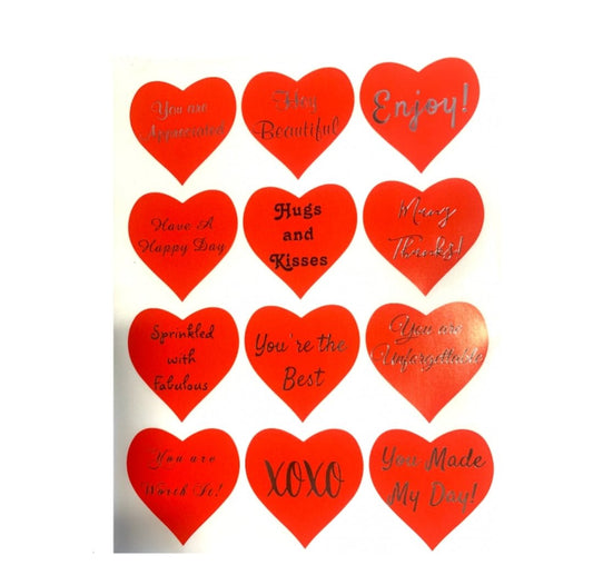 Red heart 2.5-inch thank-you stickers