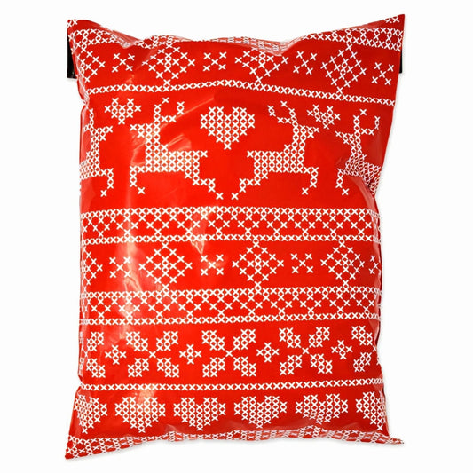 Red reindeer Christmas 10 by 13 inch poly mailers