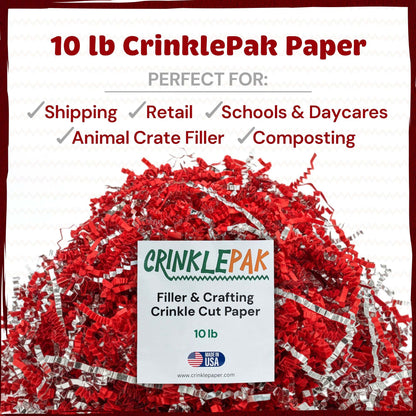 Red and silver metallic crinkle paper filler