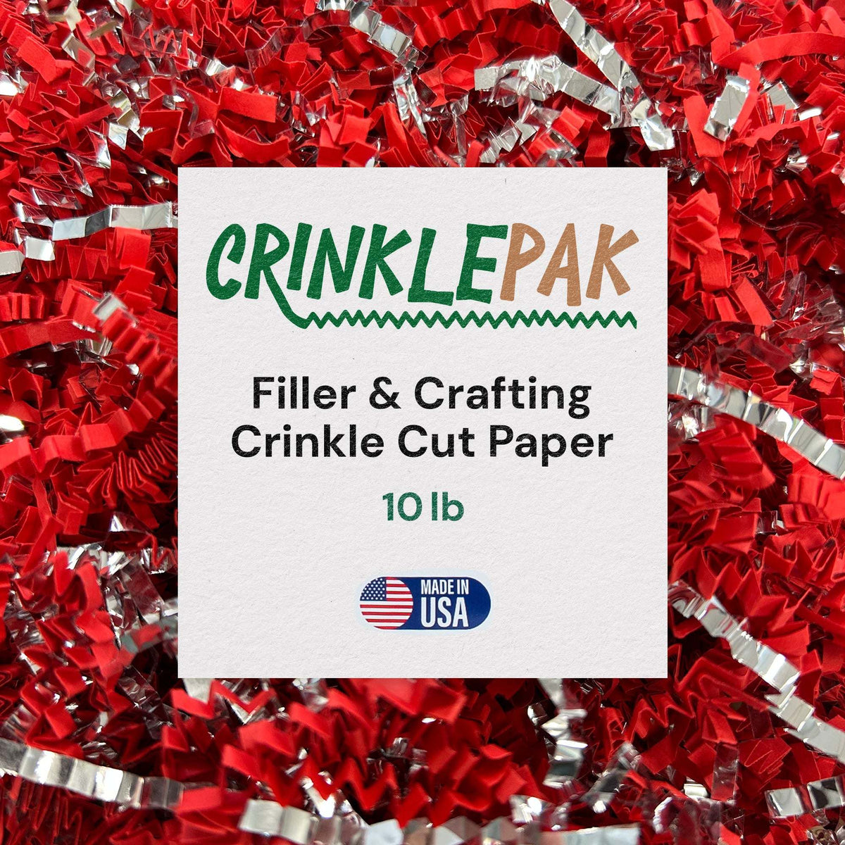 Red and silver metallic crinkle paper, 10 lb