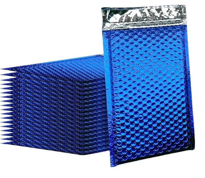 Royal blue metallic 6.5 by 10 inch bubble mailers