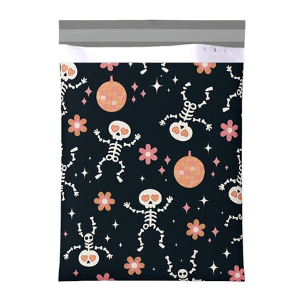 Skeleton disco-ball Halloween 14 by 17 inch poly mailers